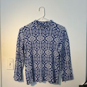 Vintage Blue and White Long Sleeve Top